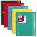 Spiral Notebook, 1 Subject, Wide Ruled, Plastic Cover, 8" x 10.5", 5 Pack