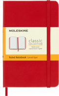 Moleskine Classic Notebook, Hard Cover, Pocket (3.5" x 5.5"), Ruled, Scarlet Red, 192 Pages