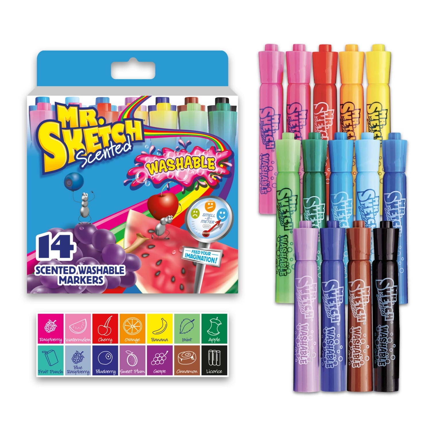 Scented Washable Markers, Chisel Tip, Assorted Colors, 14 Count