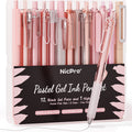 Pastel Gel Ink Pen Set with Case, Cute Retractable 0.5mm Fine Point Pen, 12 Black Ink Pens with 1 Highlighter, Aesthe...