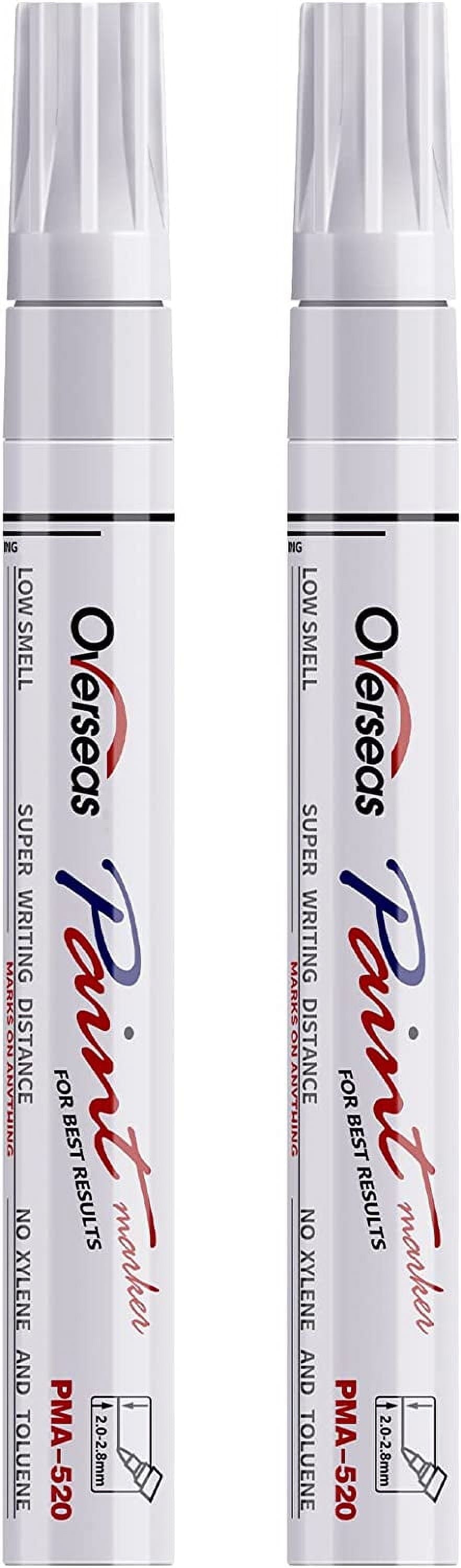Overseas Paint Marker Permanent Markers - Oil Based, Mediuml Point, White, 2 Count