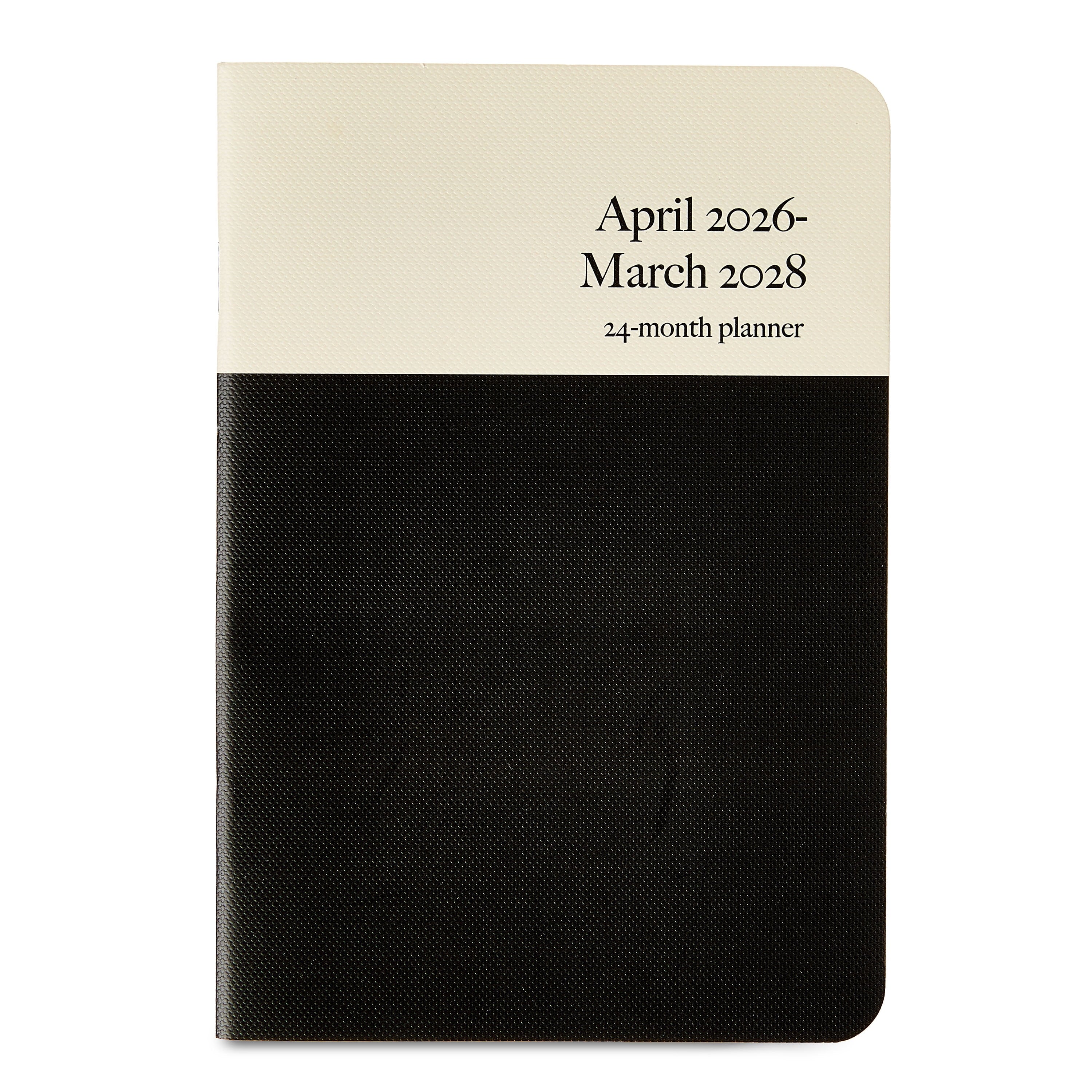 Pen+ Gear Monthly Small (4.5" x 6.5") Two-Tone Papyruse Beige and Black Textured 24 Month Pocket Planner