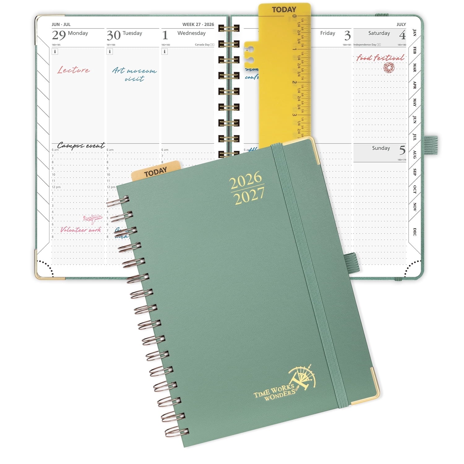 Academic Planner 2026-2027, 6.25" x 8.5", (Jul.26-Jun.27) Weekly and Monthly Calendar with Hourly Time Slots, Spiral ...