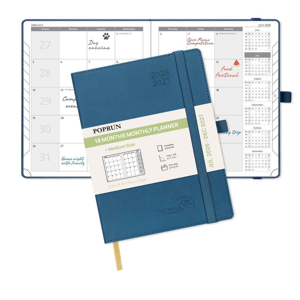 Monthly Planner 2026-2027, 6.5"x8.5", 18-Month Calendar Book Academic Year (Jul.26-Dec.27) with Monthly Tabs, Flexibl...