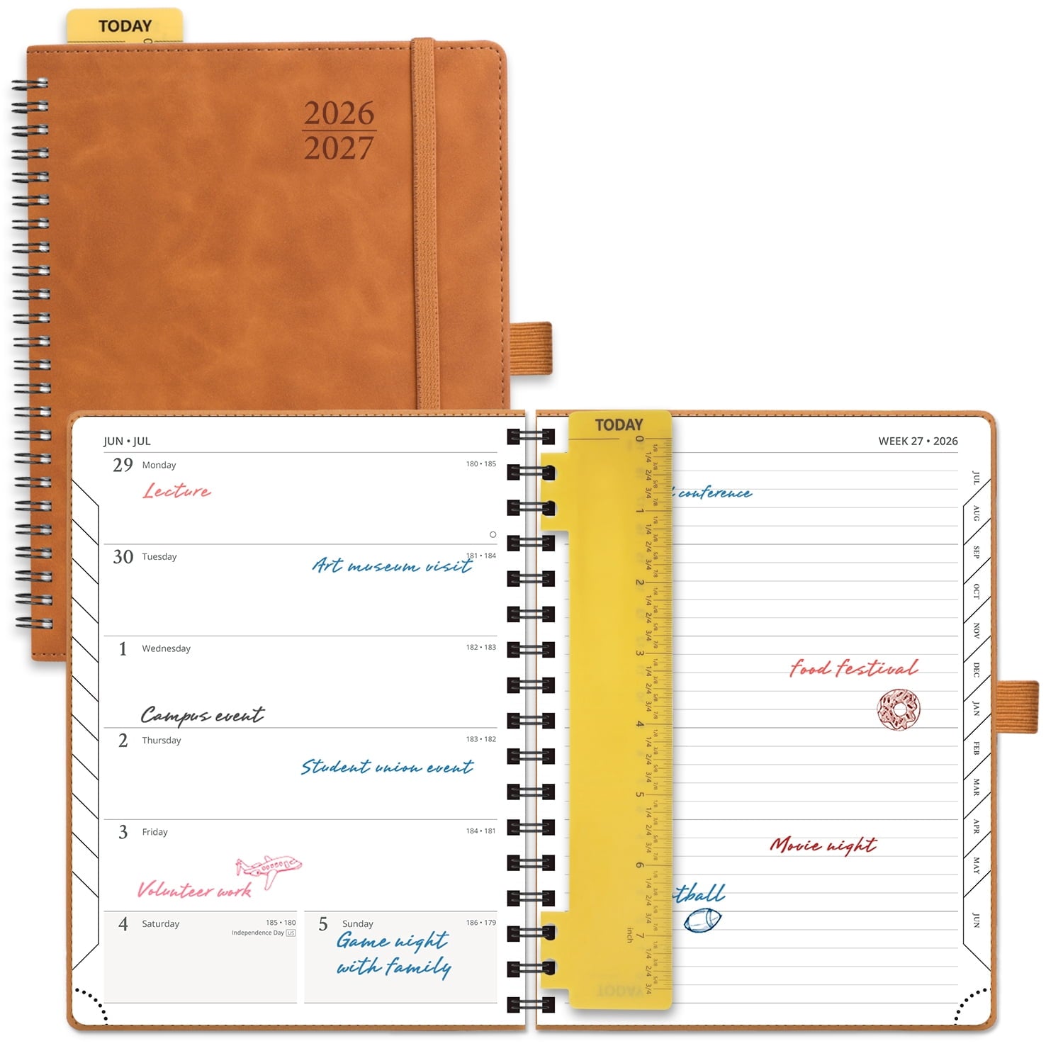 Planner 2026-2027, Weekly and Monthly Academic Planner Calendar Notebook, Jul.26-Jun.27, 6.5" x 8.5", Inner Pocket, M...