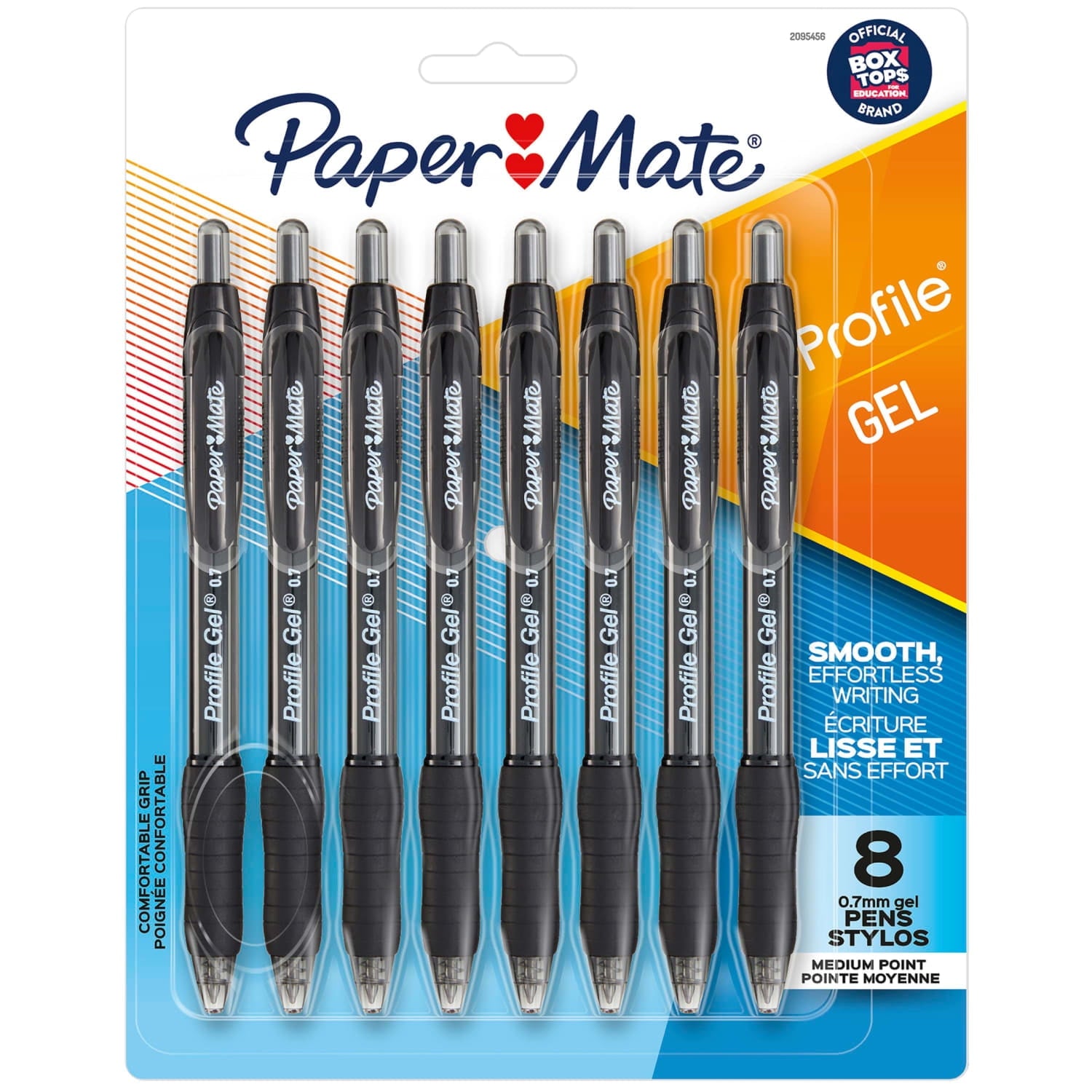 Paper Mate Gel Pen, Profile Retractable Pen, 0.7 mm, Black, 8 Count