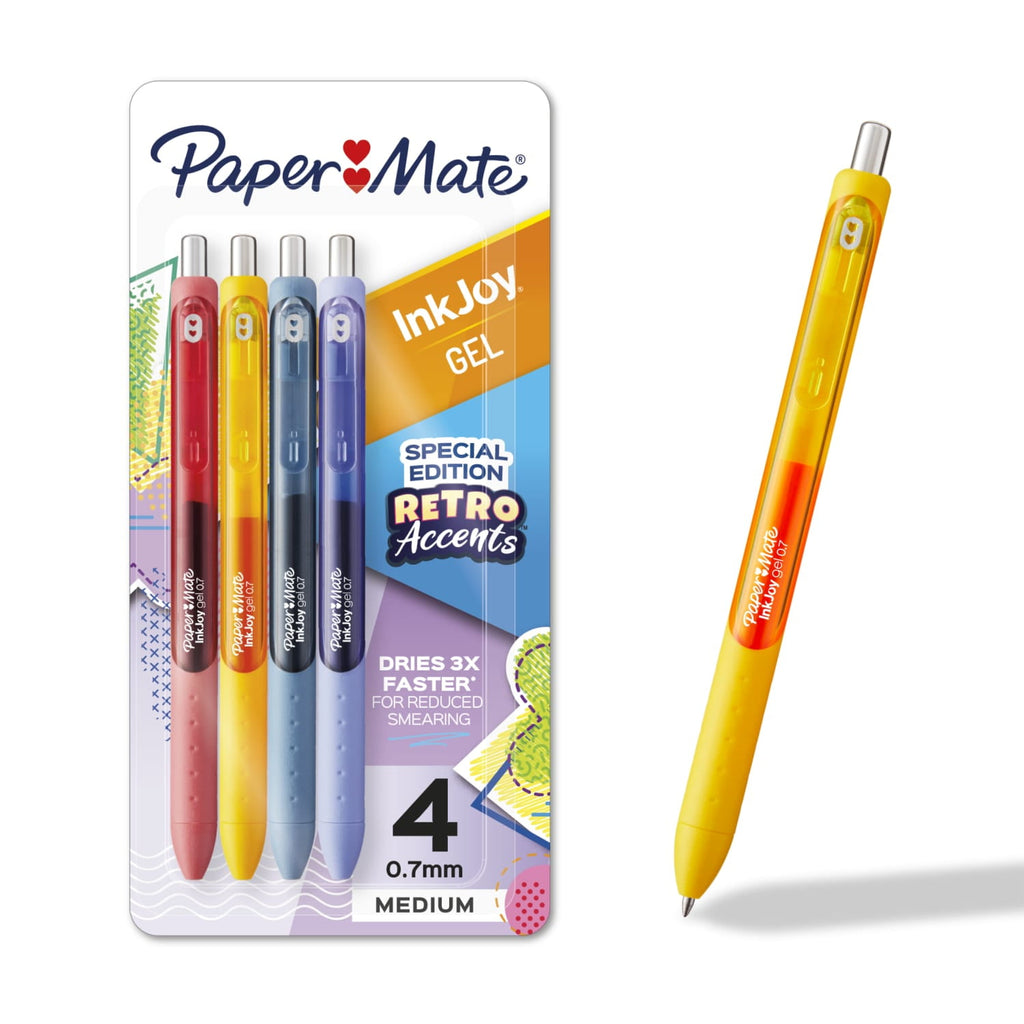 InkJoy Gel Pens, Assorted Retro Accent Colors, Medium (0.7mm), 4 Count