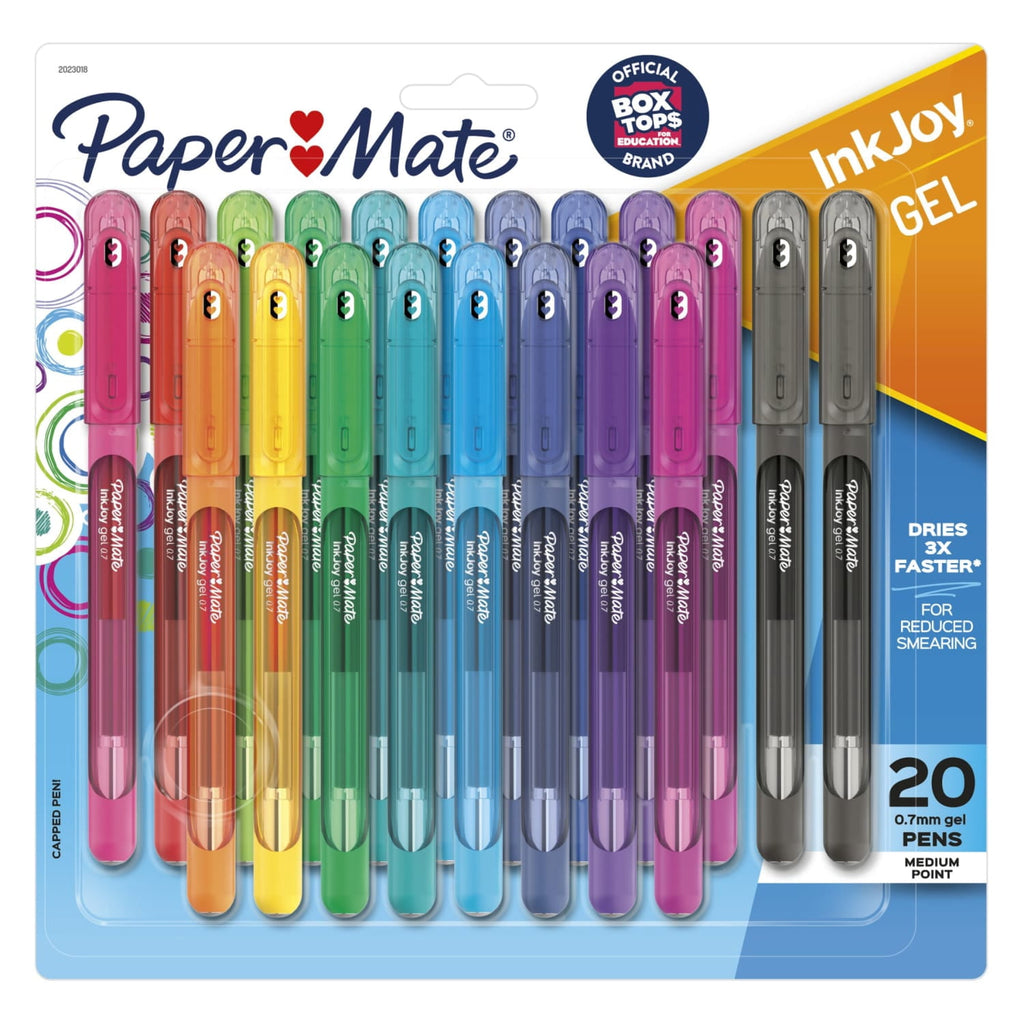 Paper Mate InkJoy Gel Pens, Medium Point (0.7mm), Assorted Colors, Capped, 20 Count
