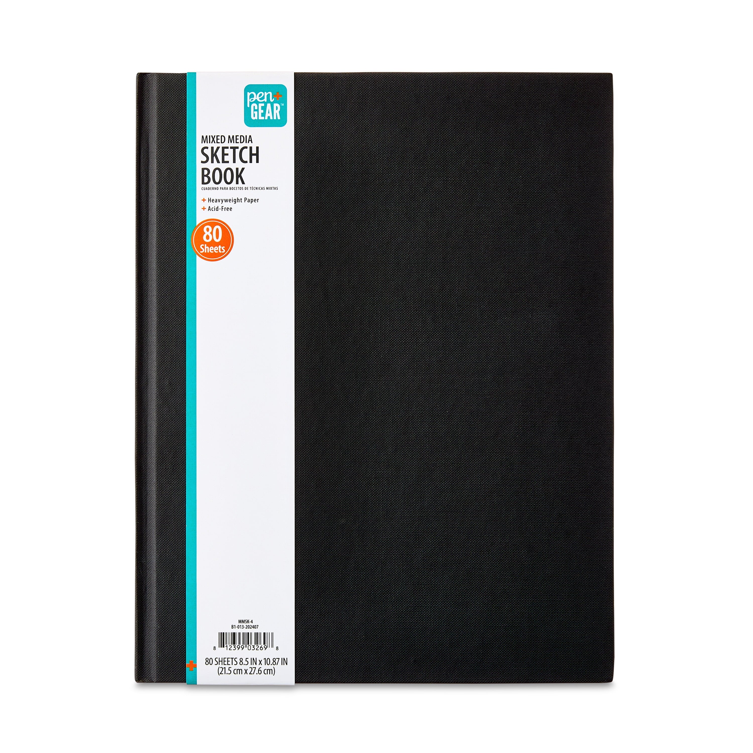 8.5" x 11" Bound Mixed Media Sketch Book, 80 Sheets of White, Acid Free, Perforated, Heavy Weight Premium Drawing Paper