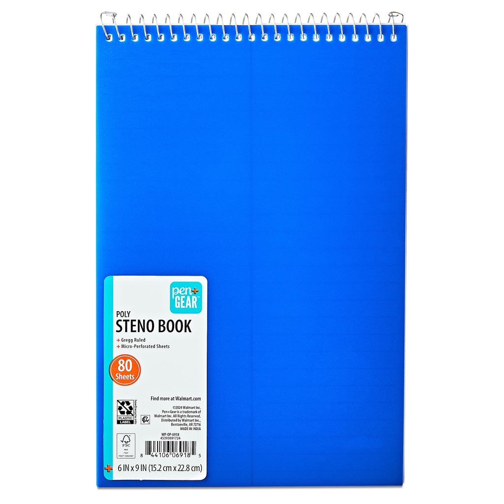 Poly Notebook, Blue, 6" x 9", 80 Sheets, 160 Pages