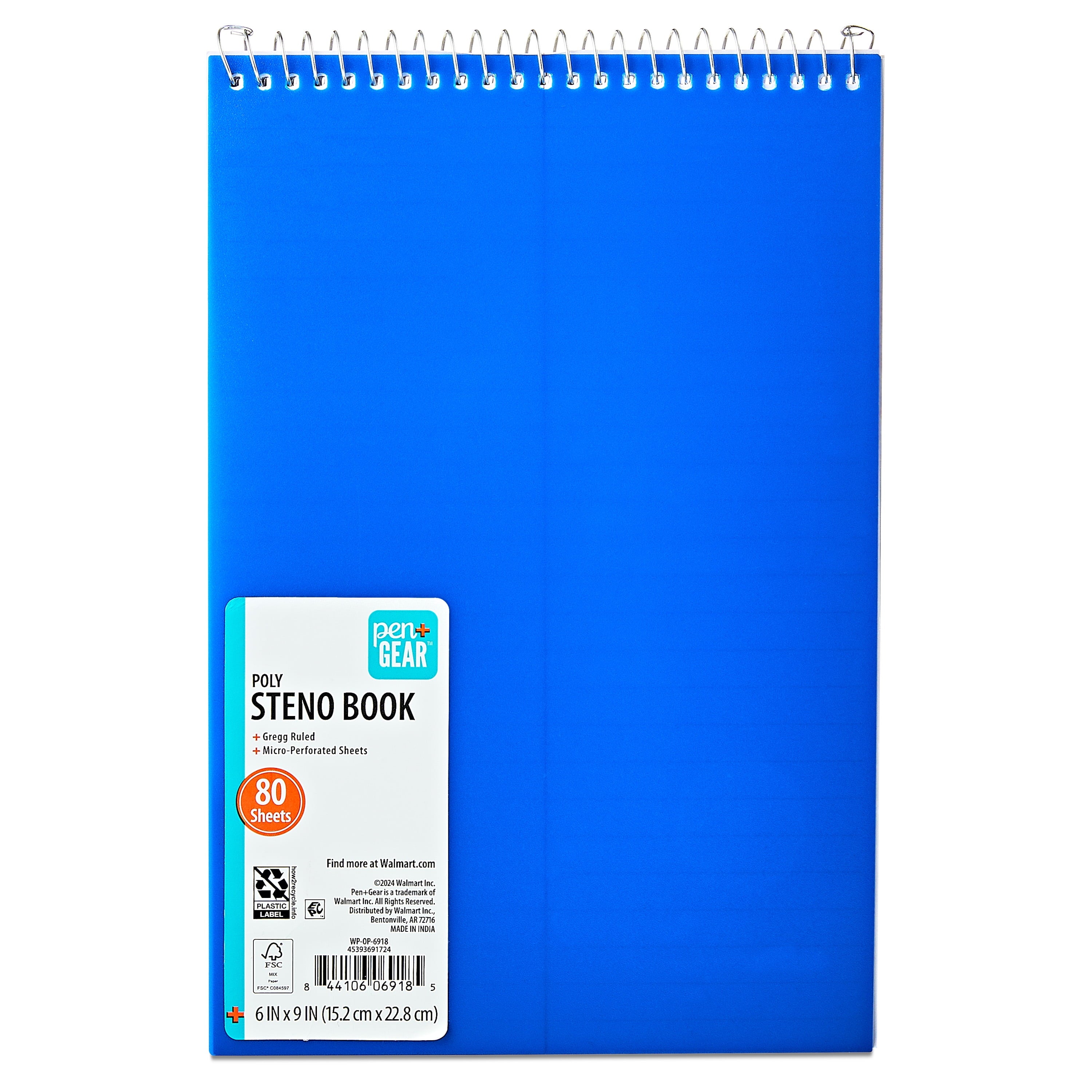 Poly Notebook, Blue, 6" x 9", 80 Sheets, 160 Pages