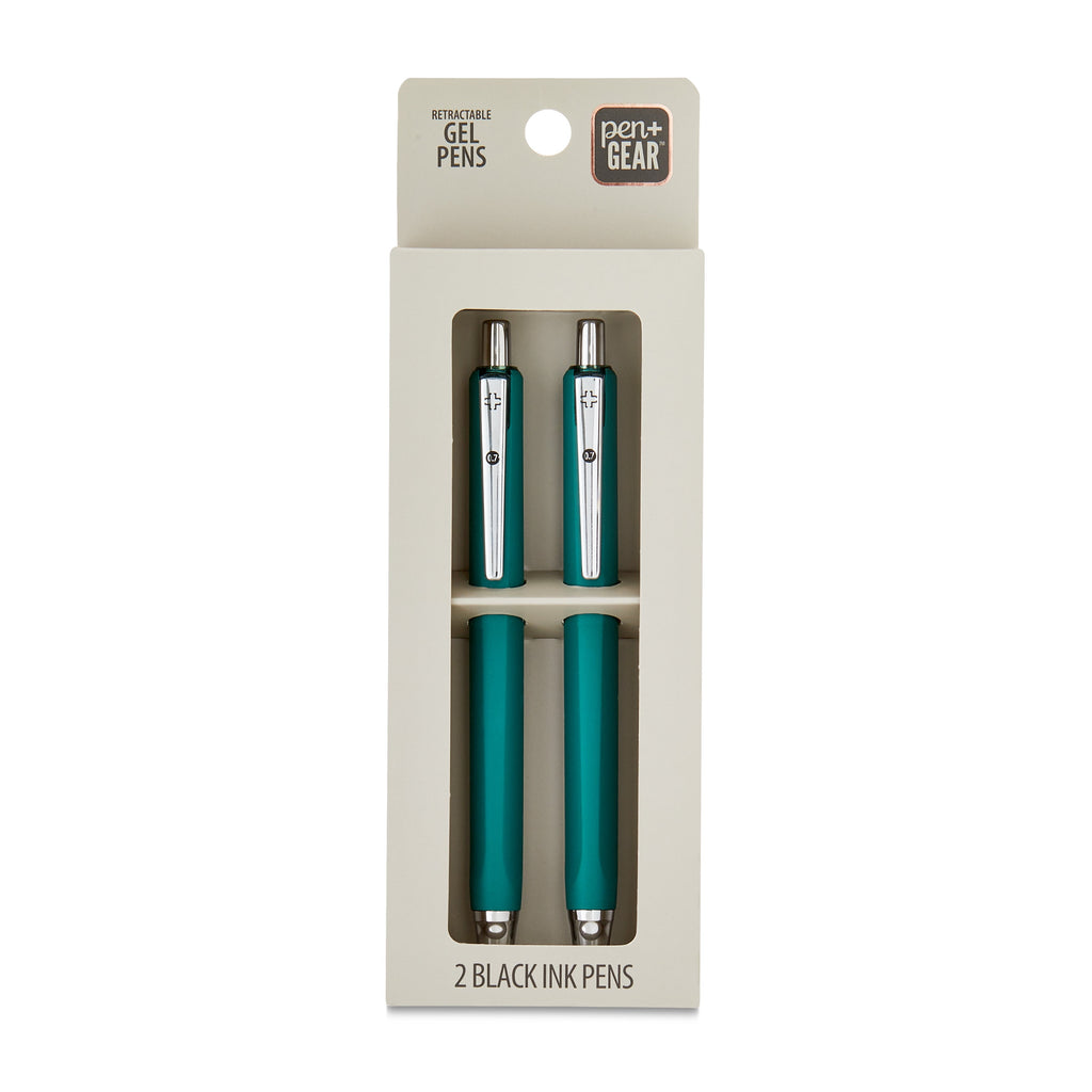 Retractable Gel Pens, Black Ink, 2 Count 0.
