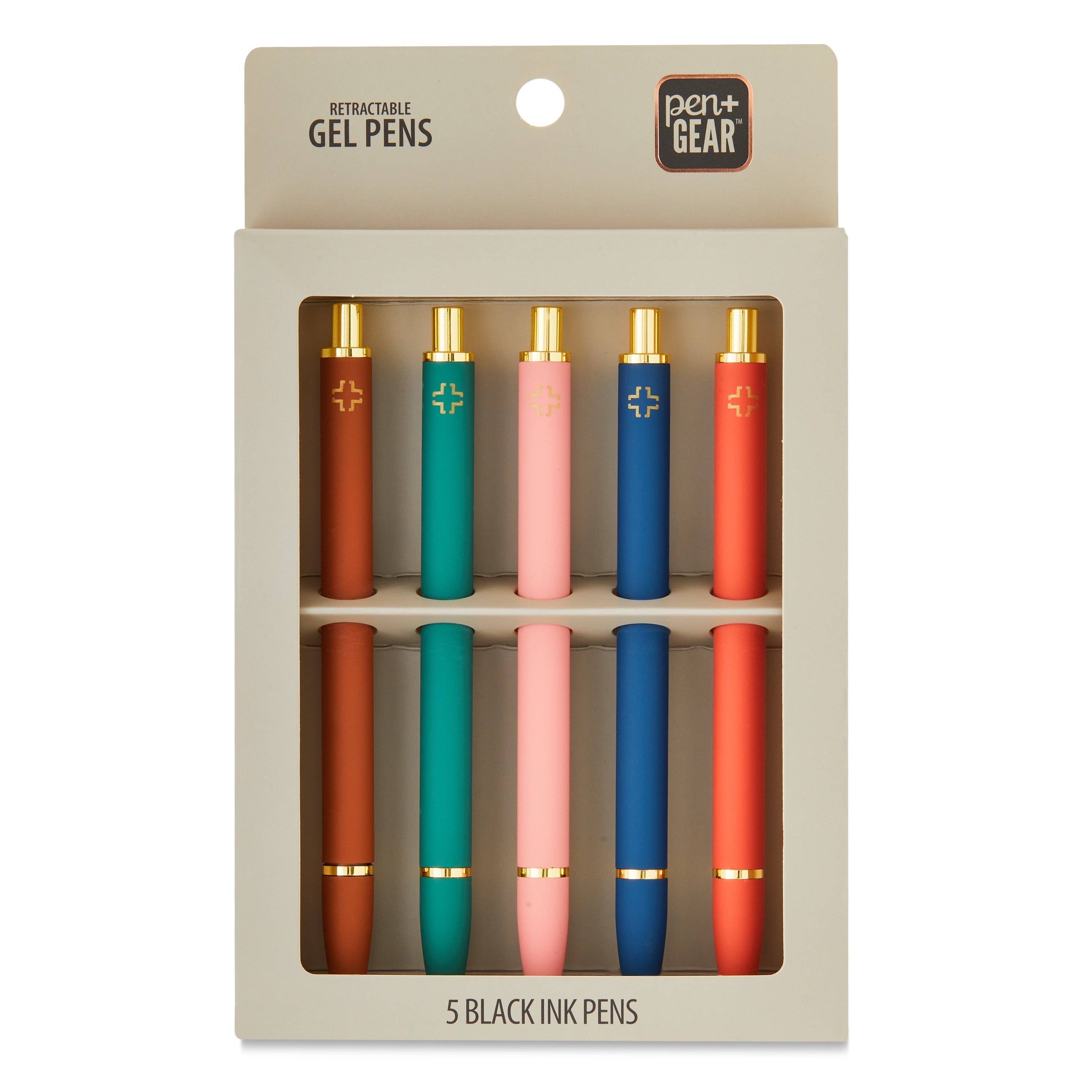 Pen+Gear Retractable Gel Pens, Medium Point, 0.7 mm, Black Ink, 5 Count