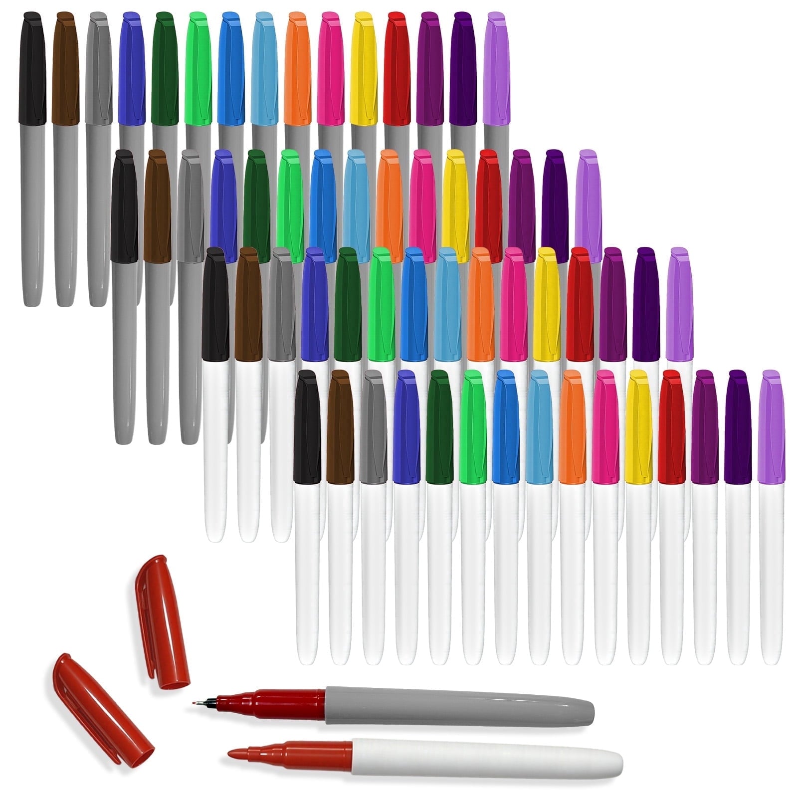 Permanent Markers, Fine & Ultra Fine Tip (60 Count), Assorted Colors Marker Set for Writing, Drawing, Poster, School Supplies - Office & Hom
