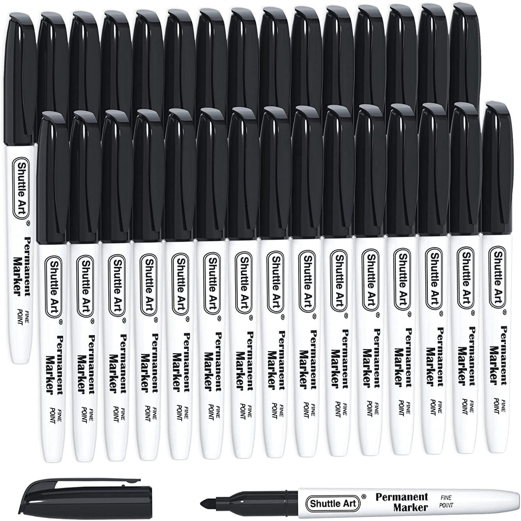 Permanent Markers, 30 Pack Black Permanent Marker set,Fine Point, Works on Plastic,Wood,Stone,Metal and Glass for Doo...