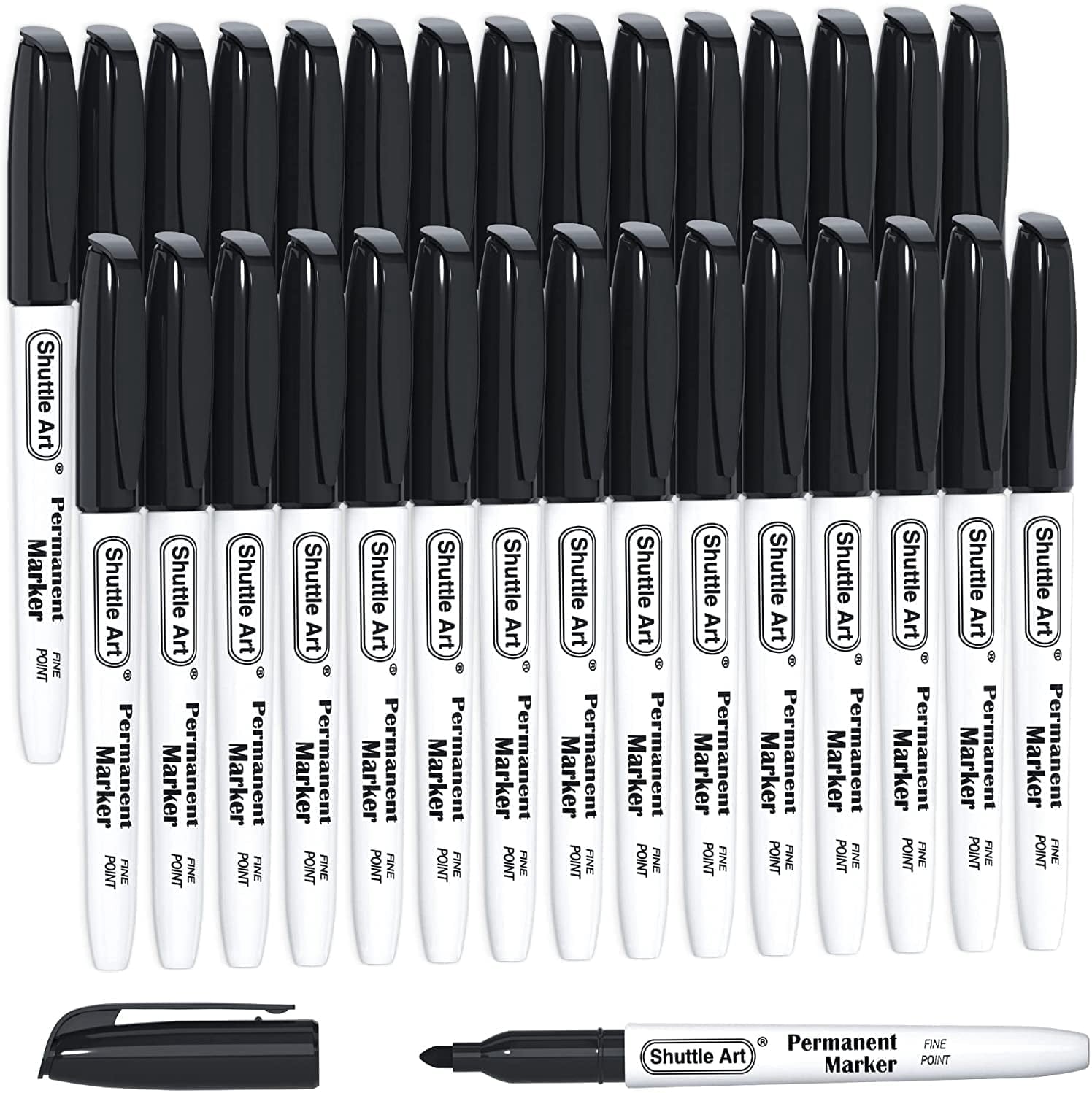 Permanent Markers, 30 Pack Black Permanent Marker set,Fine Point, Works on Plastic,Wood,Stone,Metal and Glass for Doo...