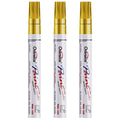Permanent Paint Markers Pens - 3 Pack Gold Oil Based Paint Pens, Medium Tip, Quick Drying and Waterproof Marker Pen for Metal, Rock, Wood, F