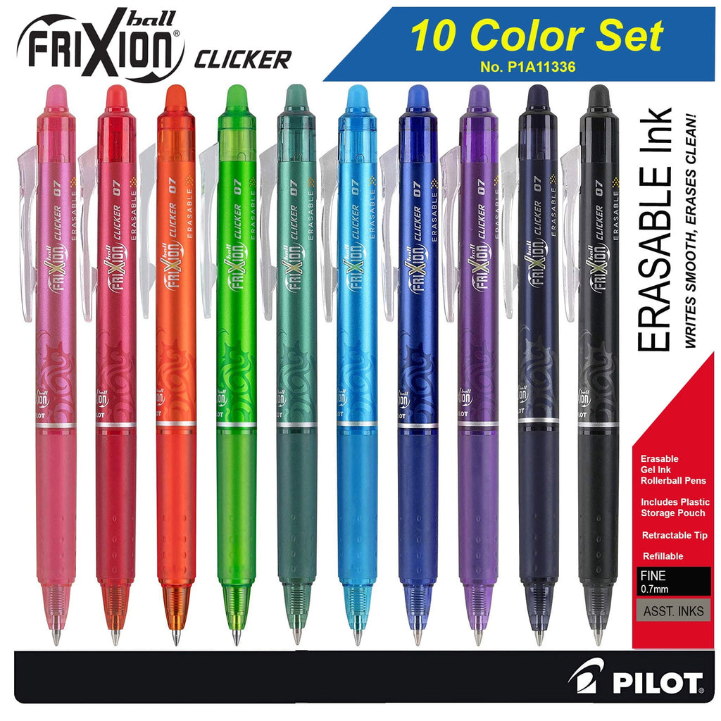 Retractable Erasable Gel Ink Pens, 10 Color Set