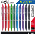Retractable Erasable Gel Ink Pens, 10 Color Set