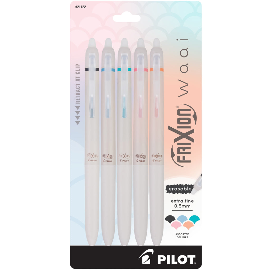 FriXion Waai Erasable Gel Ink Pens, Extra Fine Point, 0.5 mm, Assorted Color Inks, 5 Count