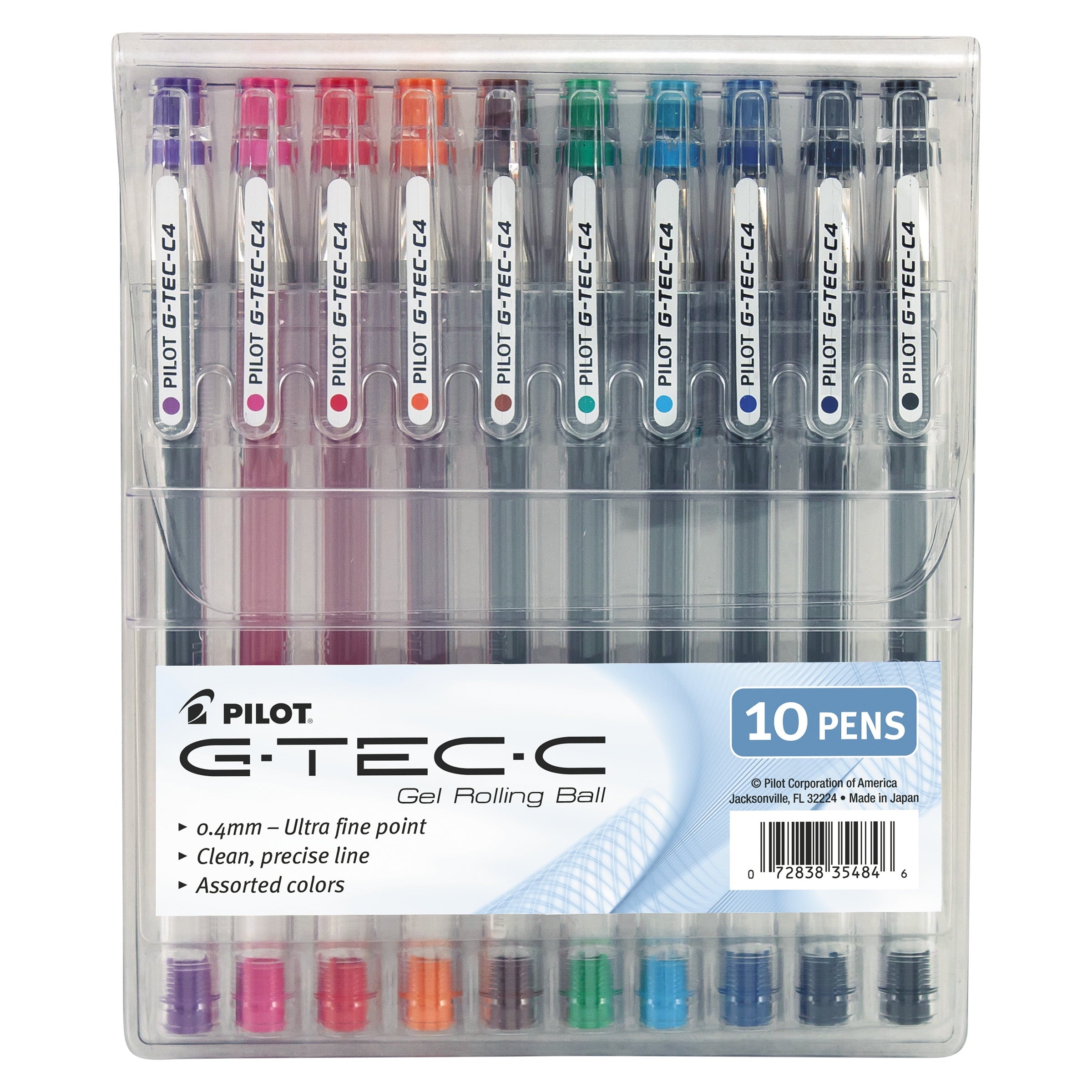 Ultra Gel Ink Stick Pen, Assorted Ink, .4mm, 10 Count