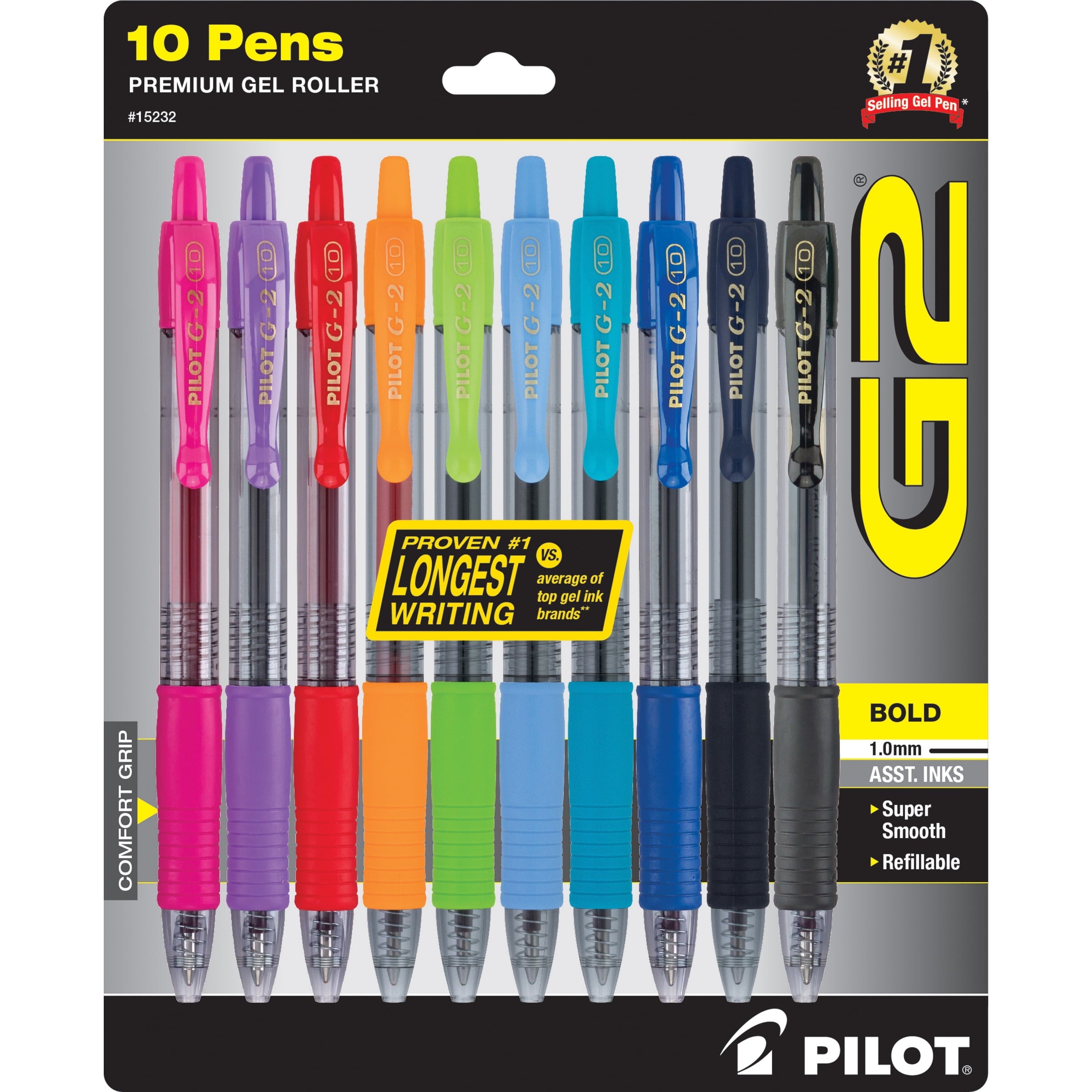 G2 Premium Retractable Gel Ink Pens, Bold Point, Assorted Ink, 10 Count