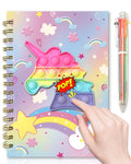 Pop Notebook with Pen, 21x14.5cm 160 Lined Pages Unicorn Spiral Journal for Studnets with 6 Multicolor Pen Fidget Wri...