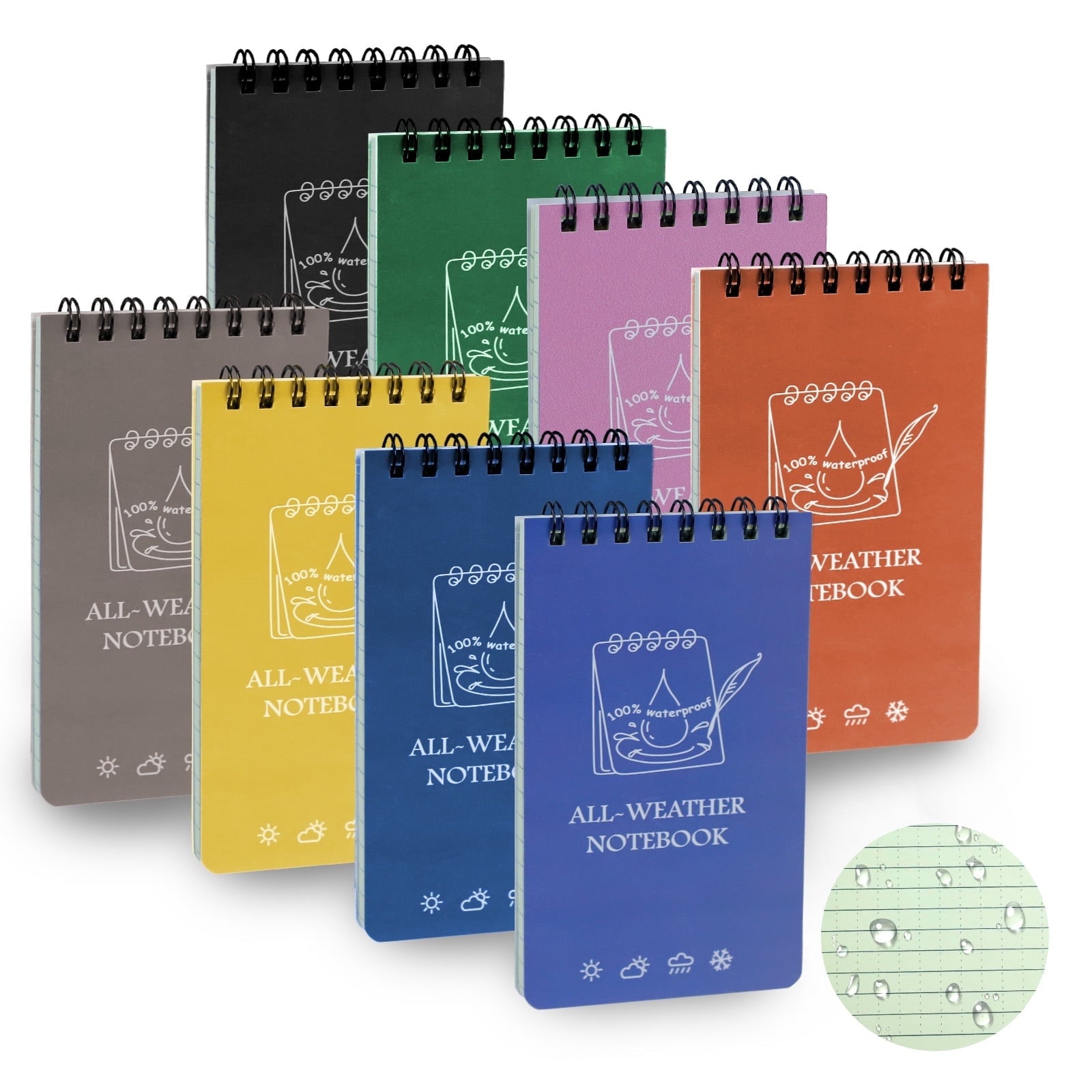 Waterproof Notebooks 3x5 Inch - Colorful Pocket Notebooks for Travel, Journaling, Eco-Friendly Mini Notebook Set - Ou...
