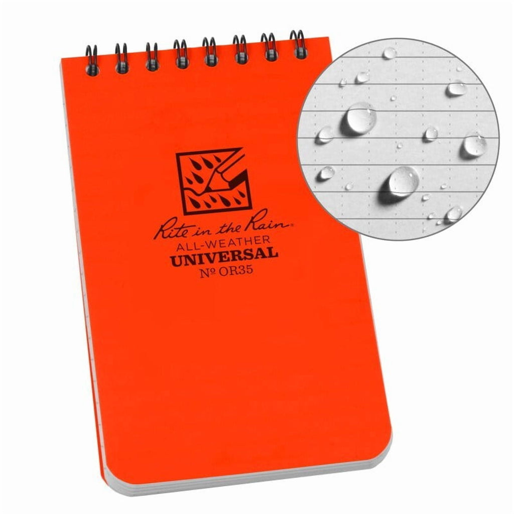 Weatherproof Notebook 3x5, 50 Pages, Orange