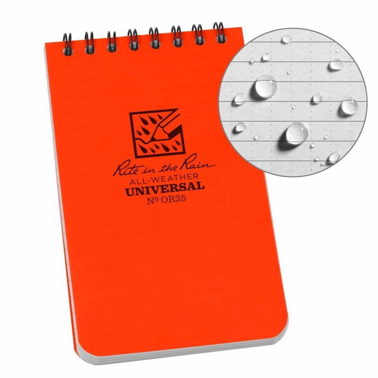 Weatherproof Notebook 3x5, 50 Pages, Orange