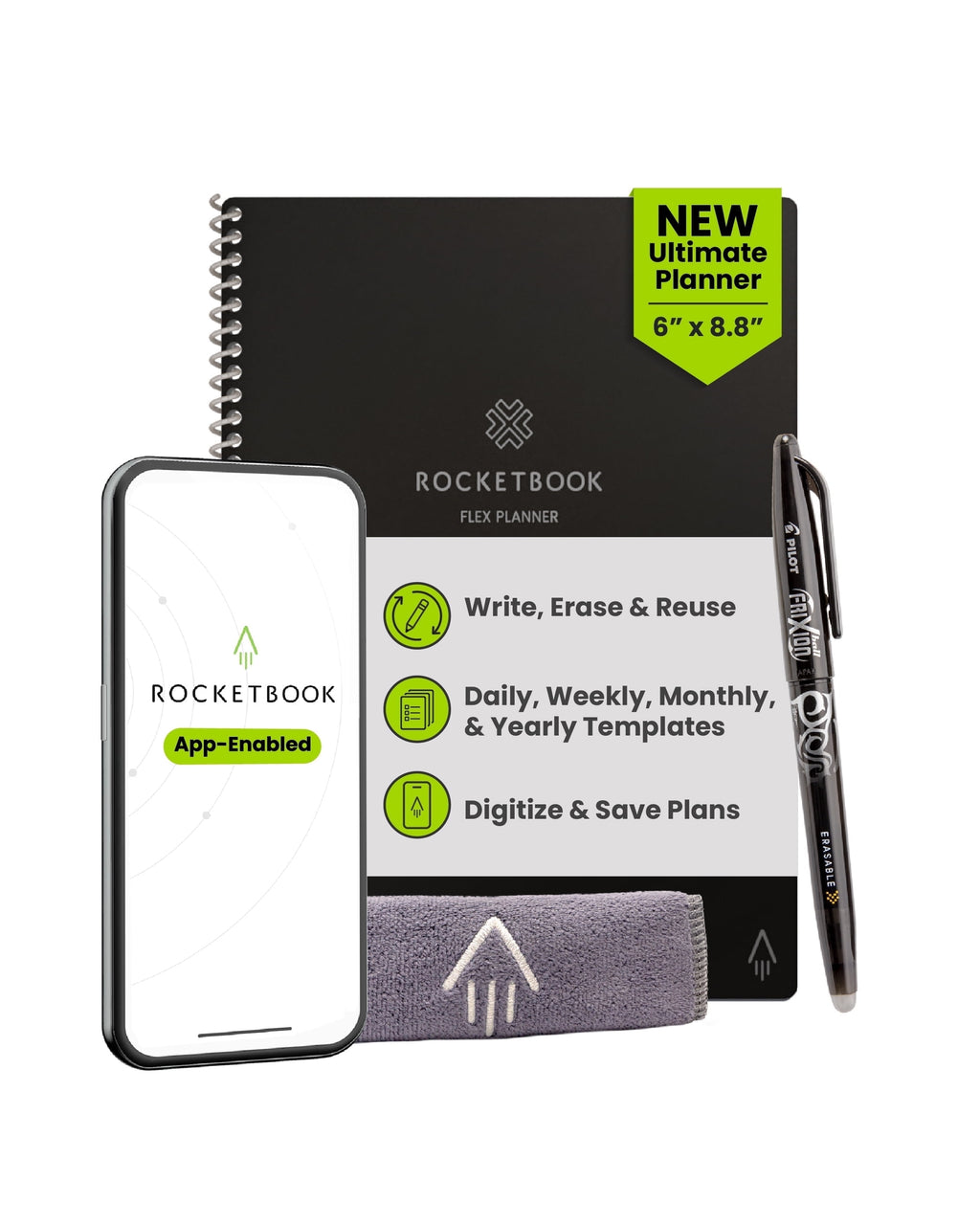 Reusable Flex Planner - Daily, Weekly, Monthly, Annual Executive Size Black