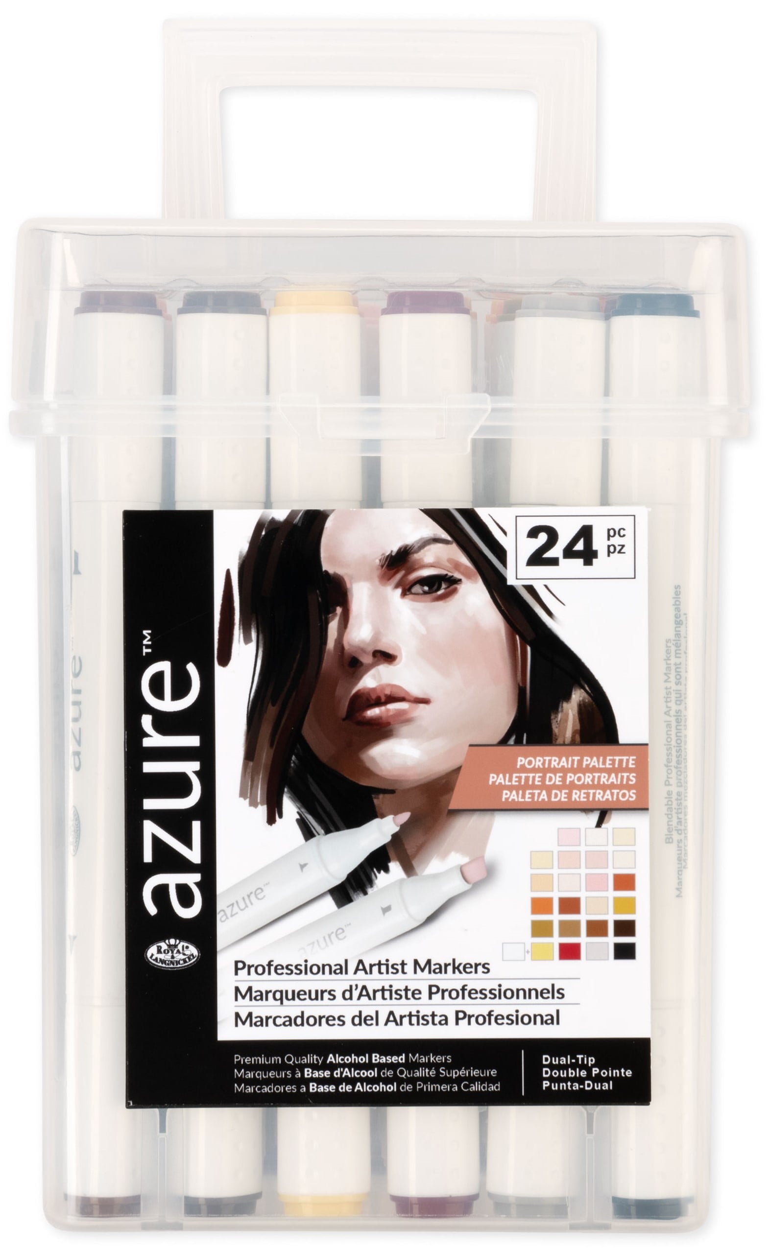 Royal & Langnickel Azure 24pc, Portrait Tones, Dual Tip Alcohol Marker Set, Coloring Markers for Adult Coloring Books