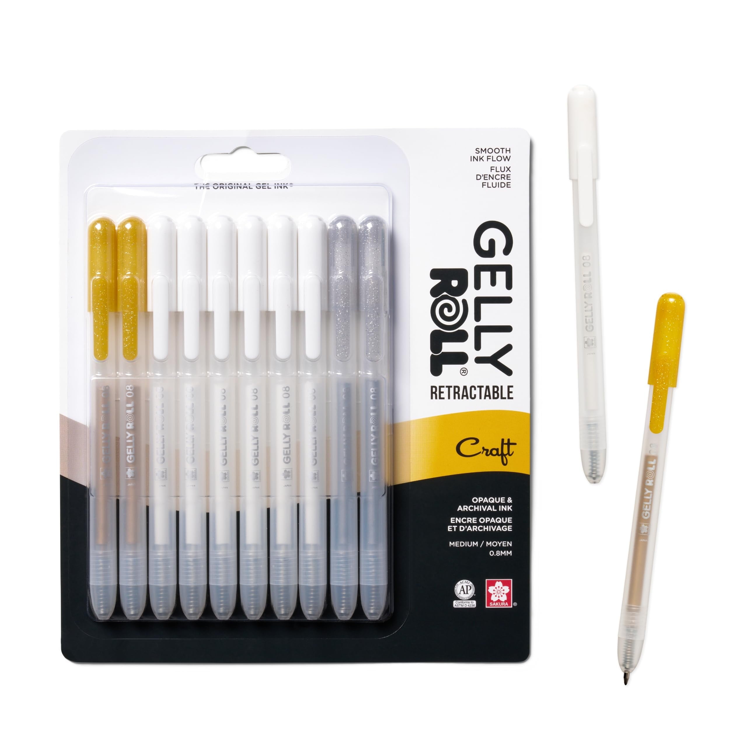 SAKURA Gelly Roll Retractable Gel Pens Colored - Opaque Color Set - Art Gifts, Holiday Gifts & DIY Projects - Medium Point Ink Pen - Colored