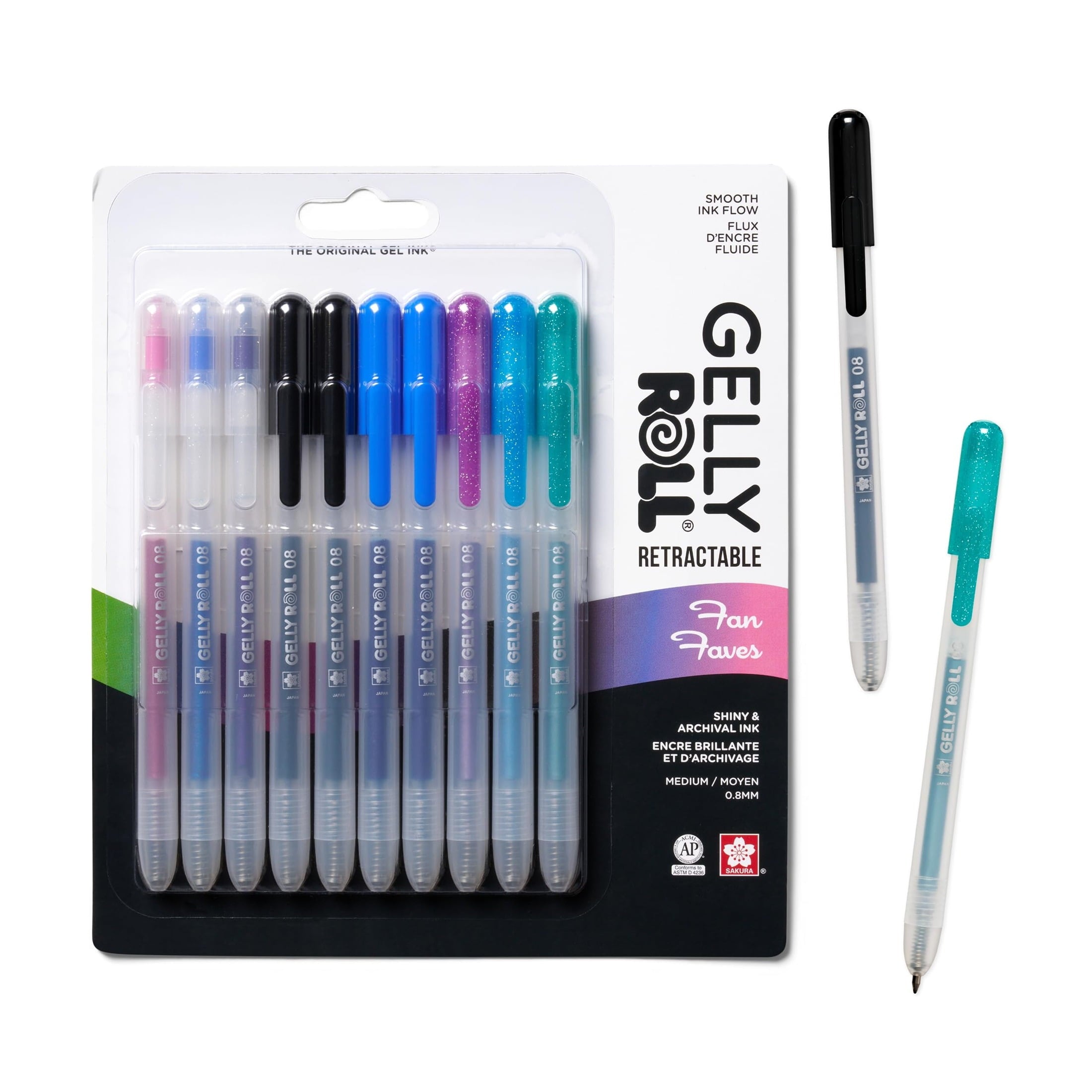 Retractable Gel Pens Colored - Sparkle Color Set - Art Gifts, Holiday Gifts & DIY Projects - Medium Point - With Glit...