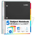 5 Subject College Ruled Spiral Notebook, 400 Pages, 8.5 x 11 Inches, Black