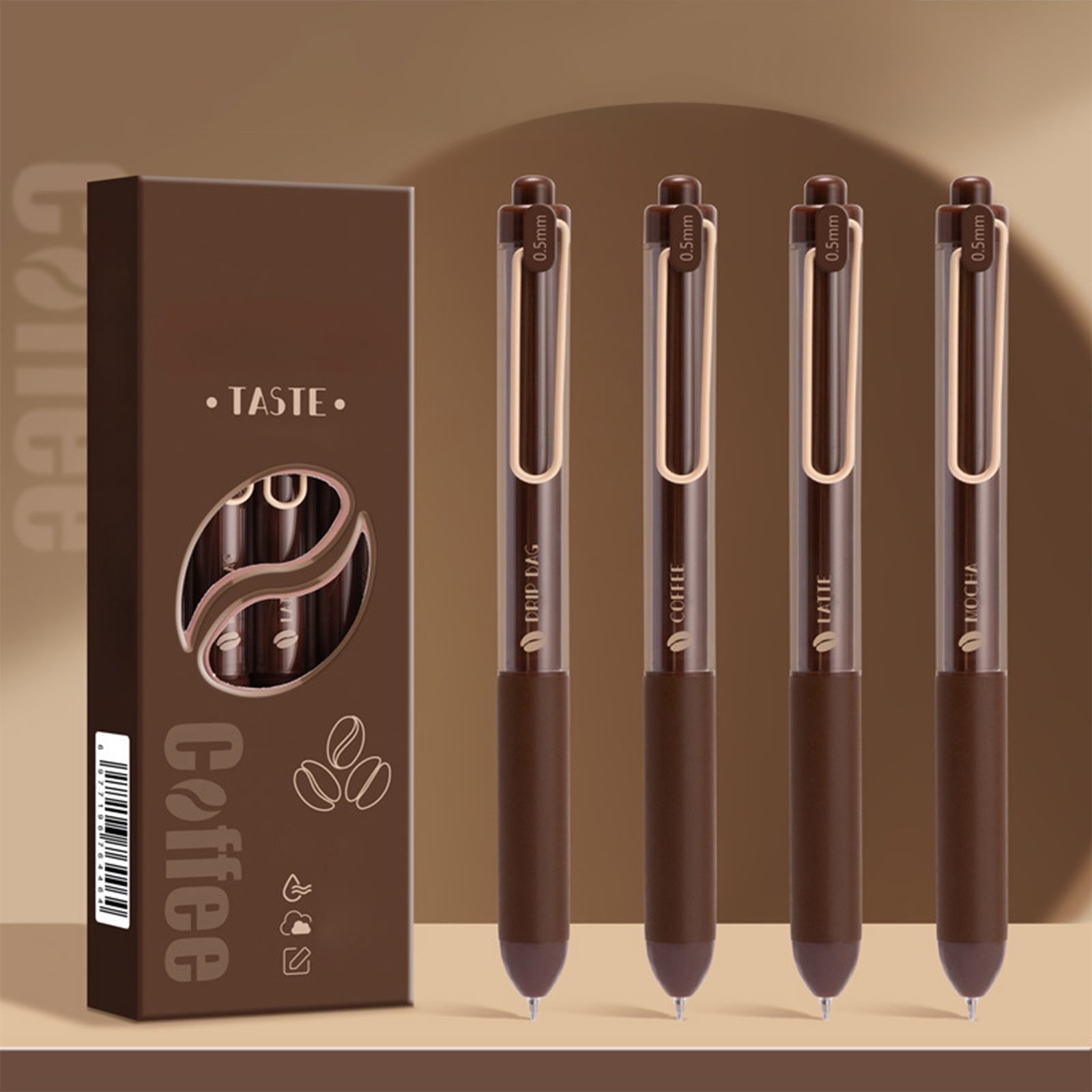 Set Coffee Rose Cream Fragrance 0.5mm ST Tip Exam Writing s 4-Pack(Coffee)