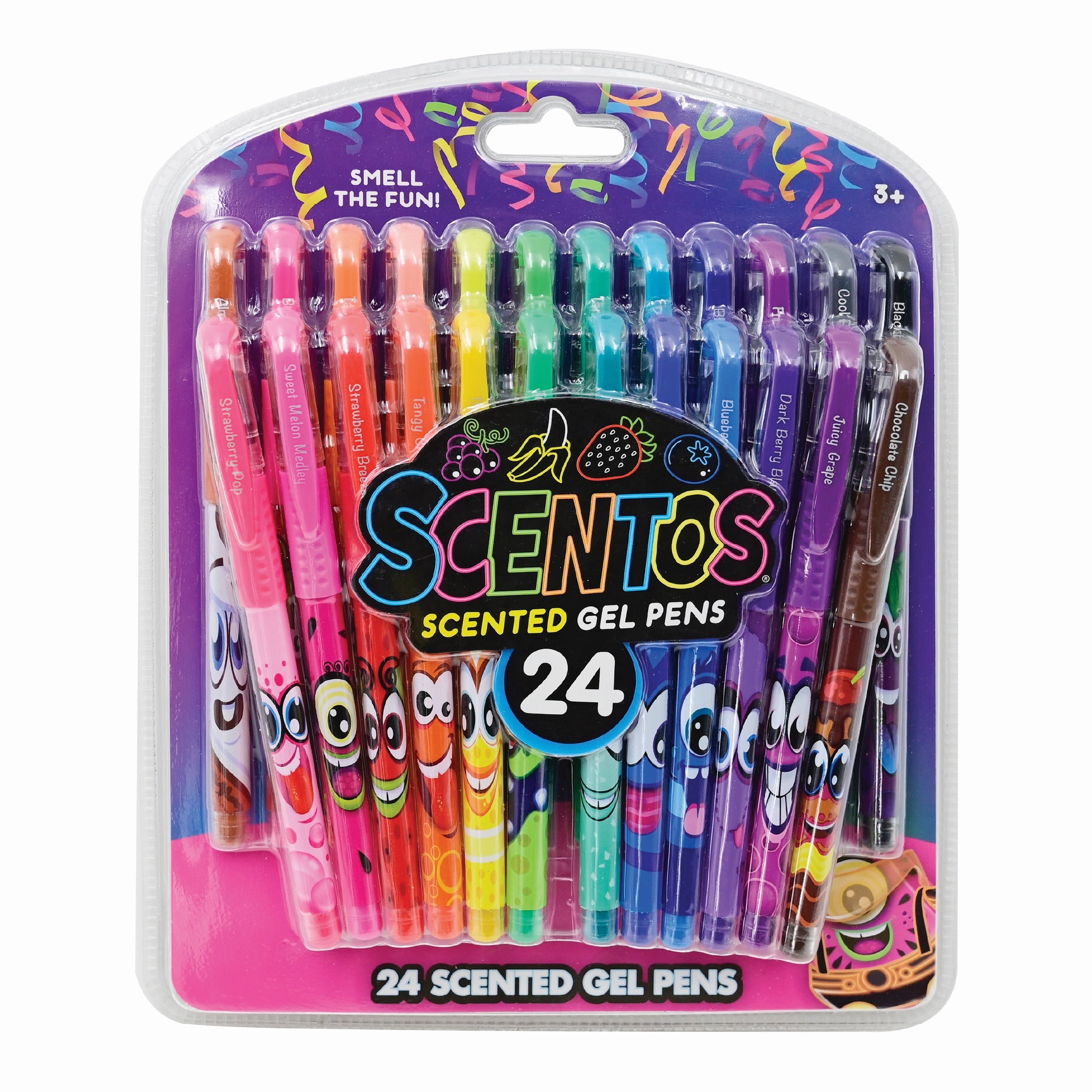 Scentos Fruity Scented Gel Pens Set for Kid, 24 Pack Neon Colors, Fine Tip, Fun Art School Supplies