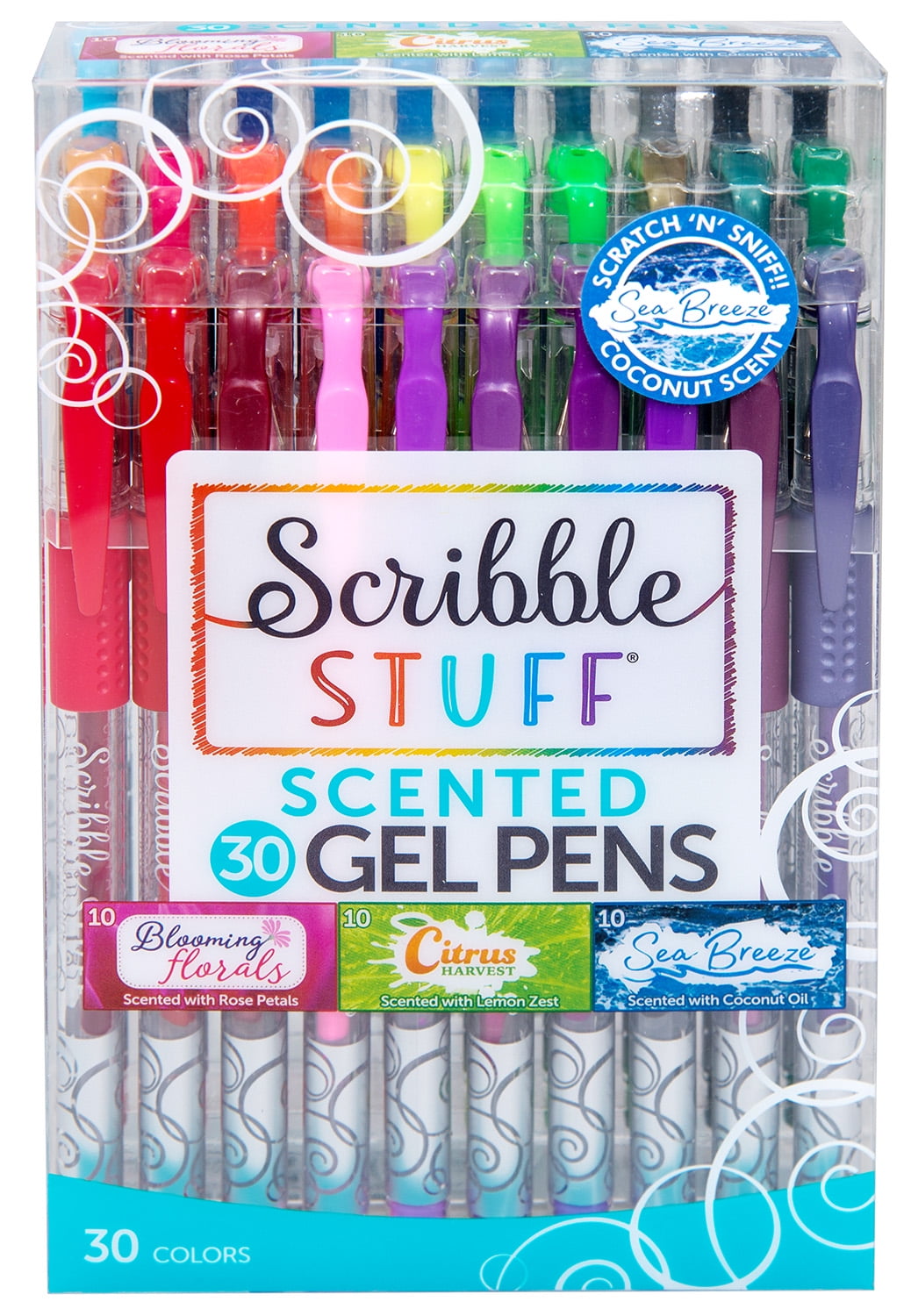 Scented Gel Pens 30 Count, Assorted Colors, Citrus & Floral Scents