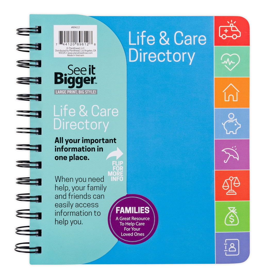 Life & Care Directory Planner Medium (7" x 7.5") Blue Undated