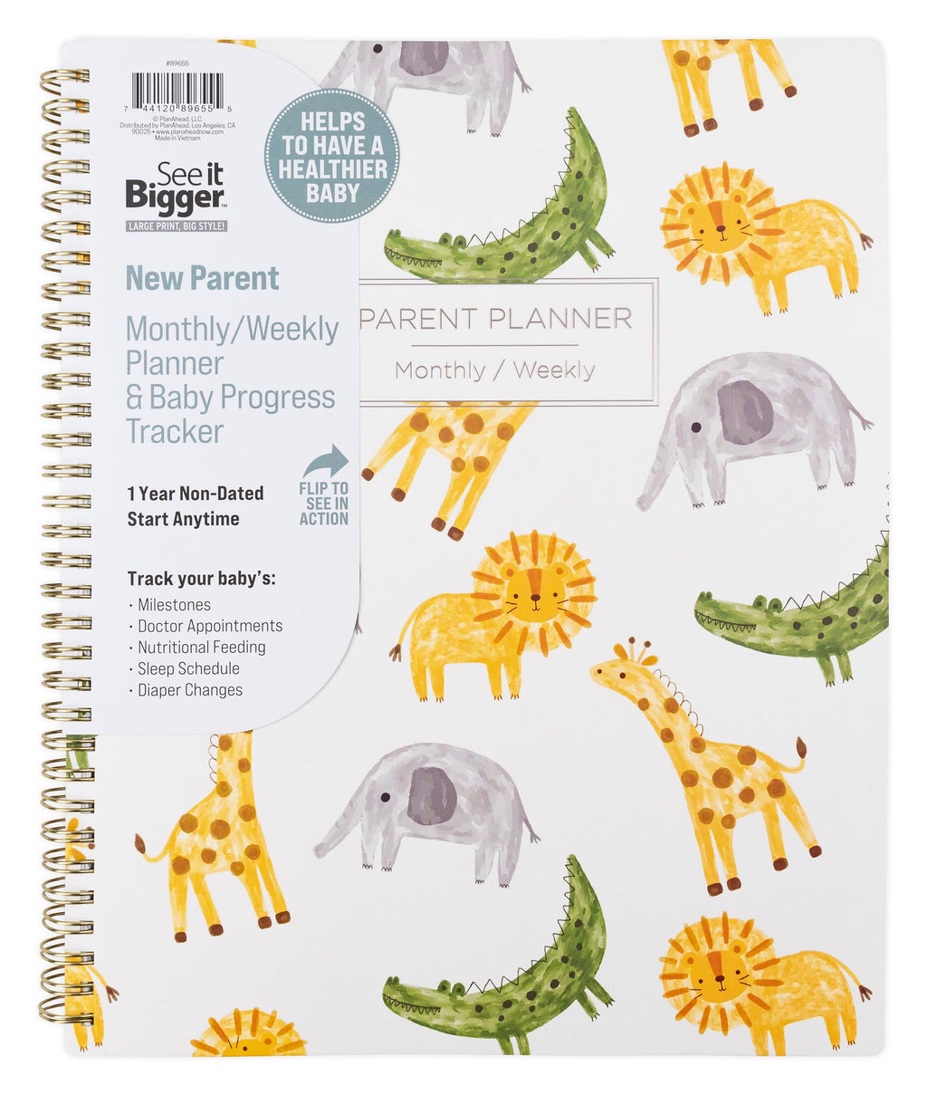 Parent Planner Large Monthly Weekly (9" x 11") Animals 12 Month Undated