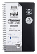 Monthly Weekly Planner Medium (6 x 8.5) Black, 15 month, Apr 2025-Jun 2026