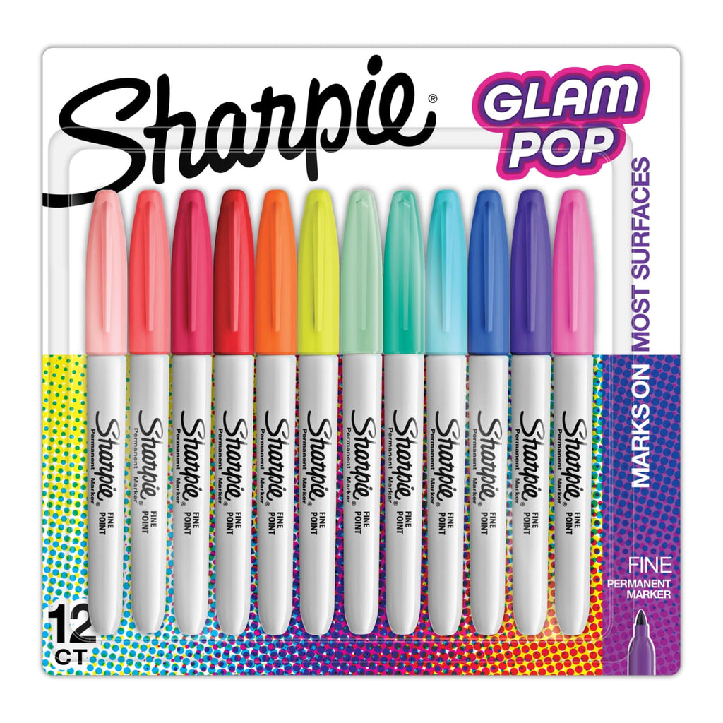 Glam Pop Permanent Markers, Fine Point, 12 Count