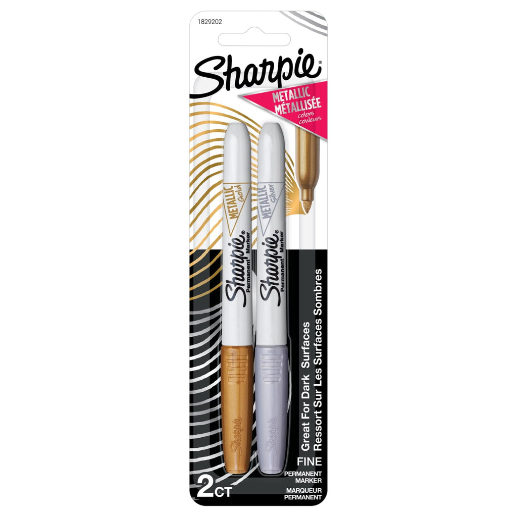 Metallic Fine Permanent Marker, Gold, Silver Ink, 2Pk
