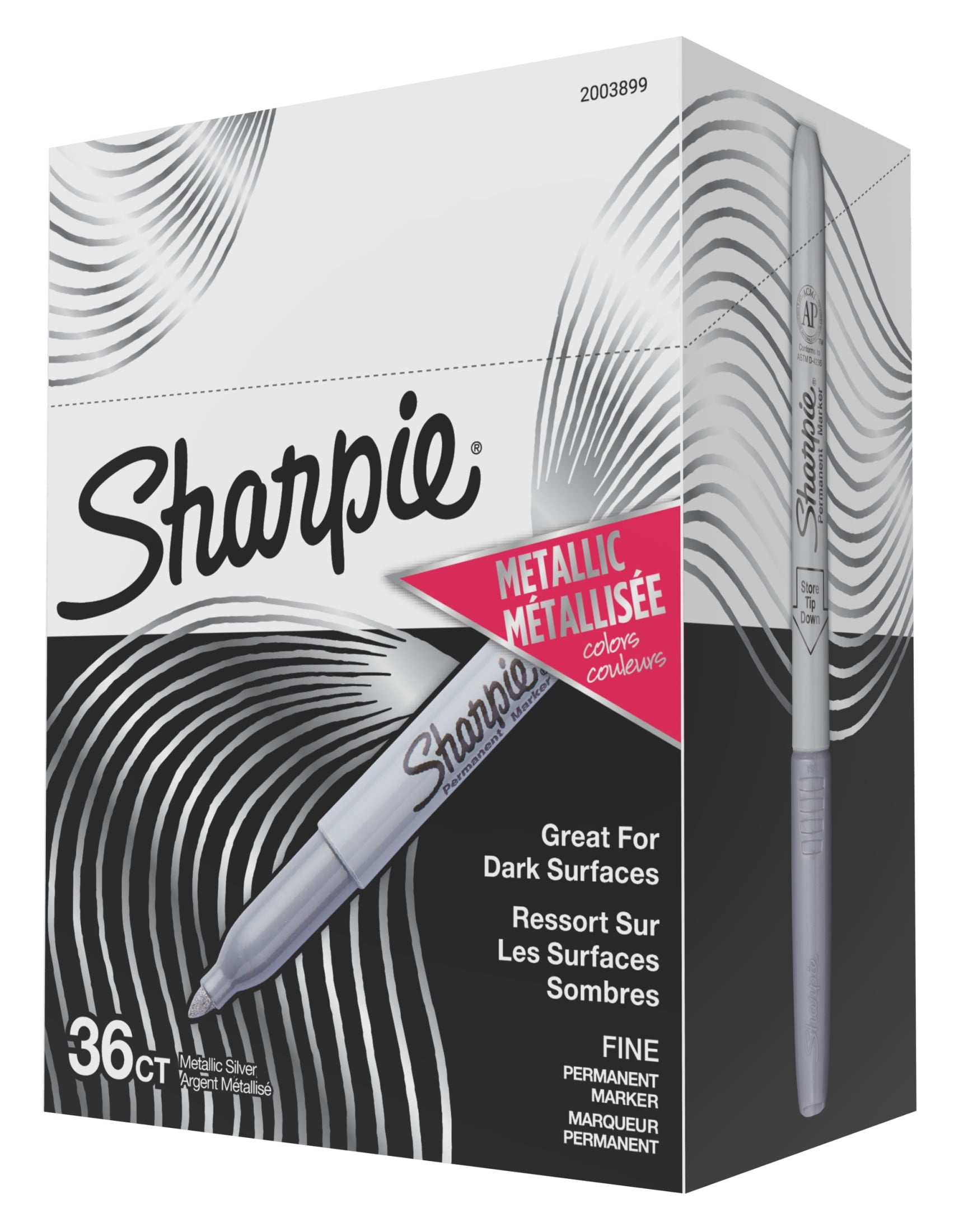 Metallic Permanent Markers, Fine Point, Metallic Silver, 36 Count