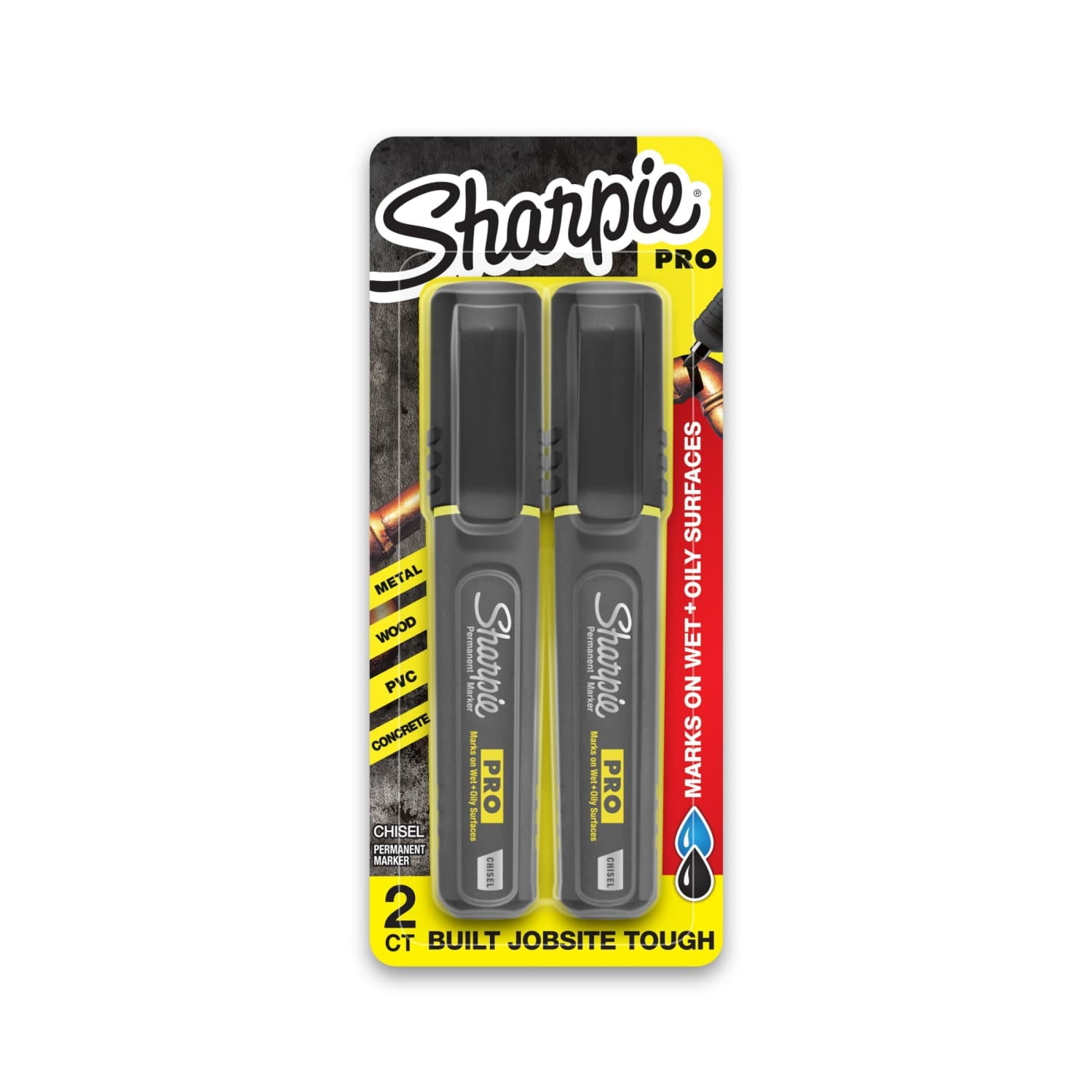 PRO Permanent Markers, Chisel Tip, Black, 2 Count