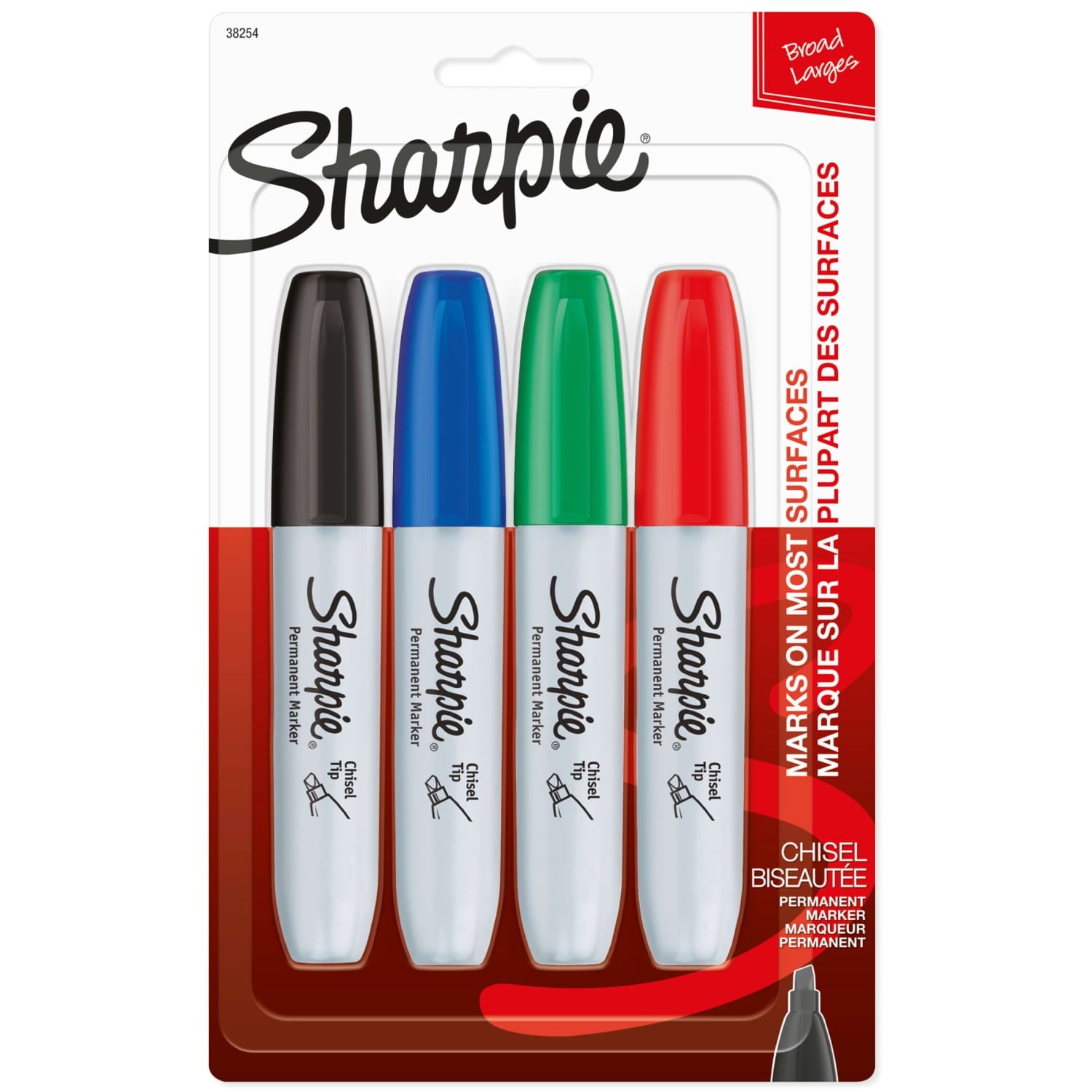 King Size Permanent Marker, Large Chisel Tip, Great for Poster Boards, Assorted, 4 Count
