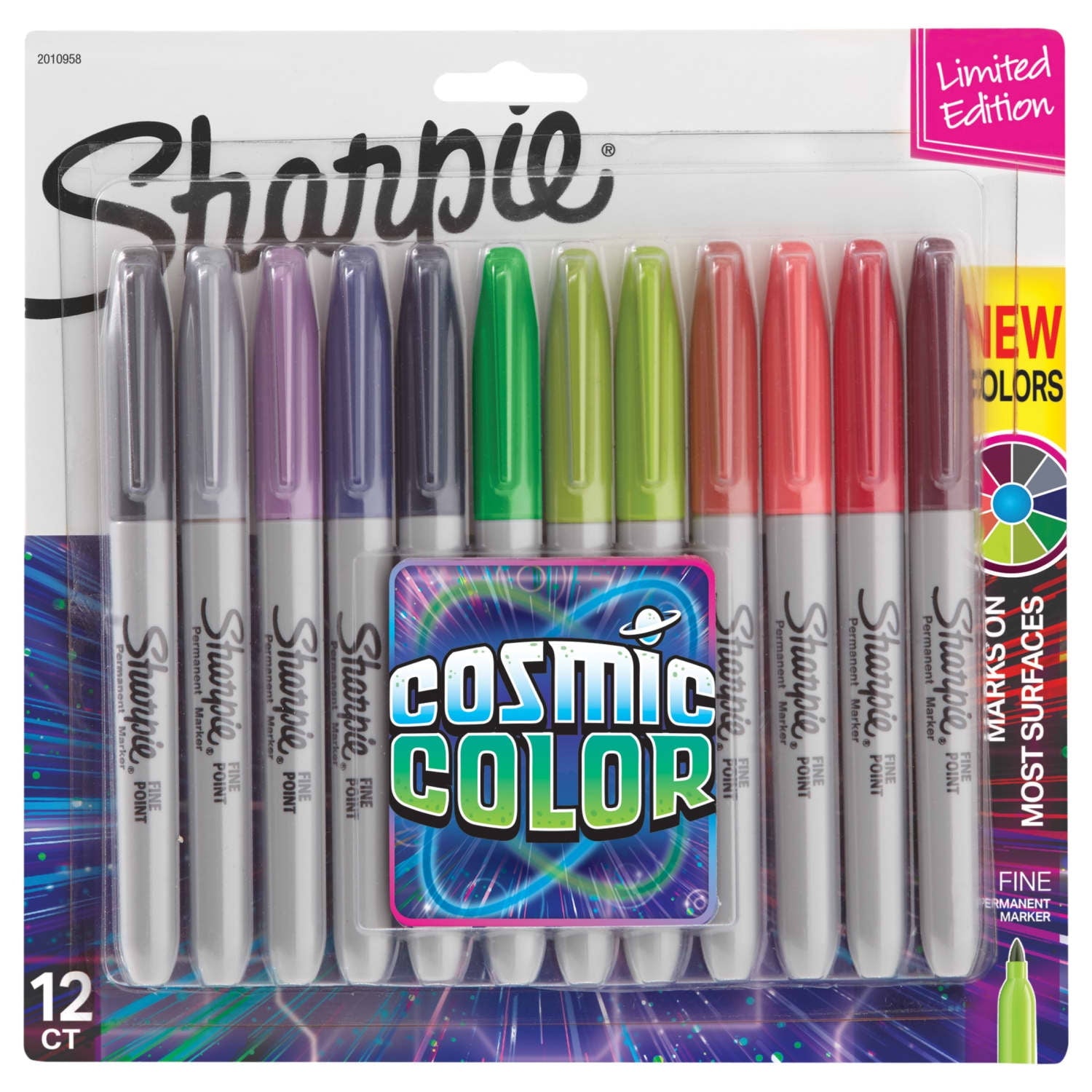 Permanent Markers, Fine Point, Cosmic Color, Limited Edition, 12 Count