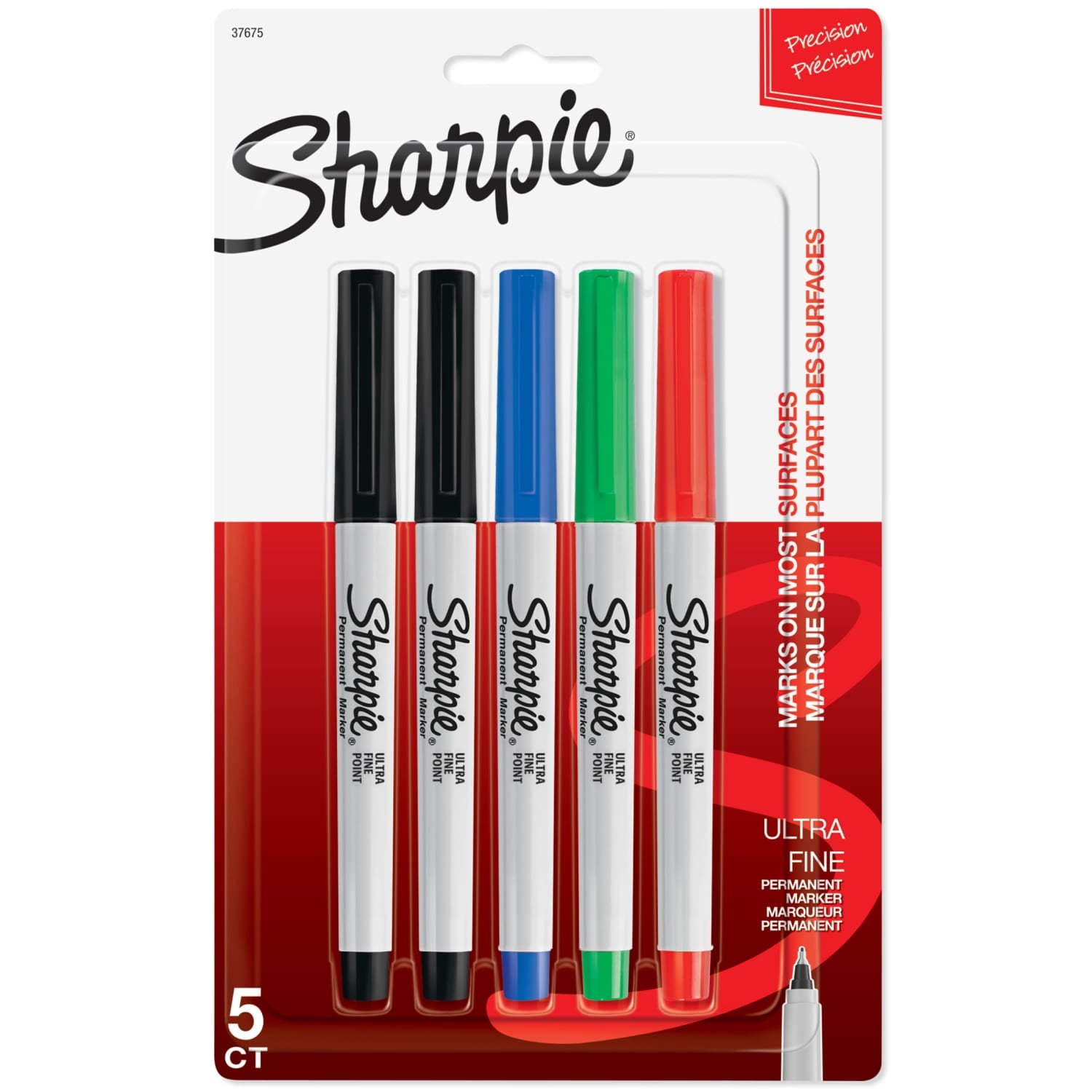 Permanent Markers, Ultra Fine Point, Assorted Colors, 5 Count