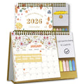Small Desk Calendar 2026, Monthly Desktop Calendar with Pocket Folder, Jan. 2026 - Dec. 2026, 8" x 10", Standing Flip Calendar with To Do Li