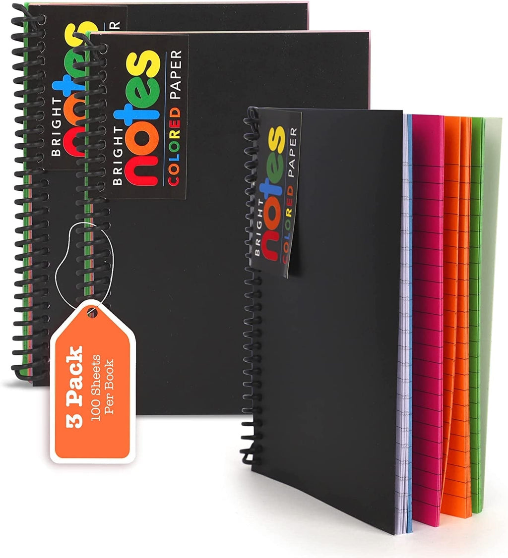 5x7 Inch Notebooks - Wirebound College Ruled Note Books, Bright Neon Colored Lined Paper, Perforated Notepad Memo Boo...